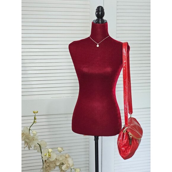 Zina Eva Women's Red Patent Leather Folding Crossbody Handbag Medium 2029 - Picture 11 of 15